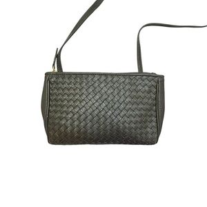 Clare green woven leather crossbody bag